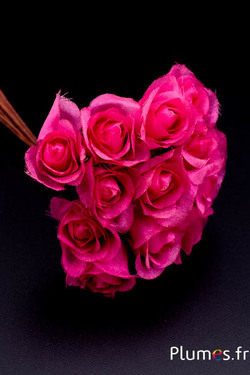 Bouquet 10-12 fleurs en tissu - 11 cm - fuchsia